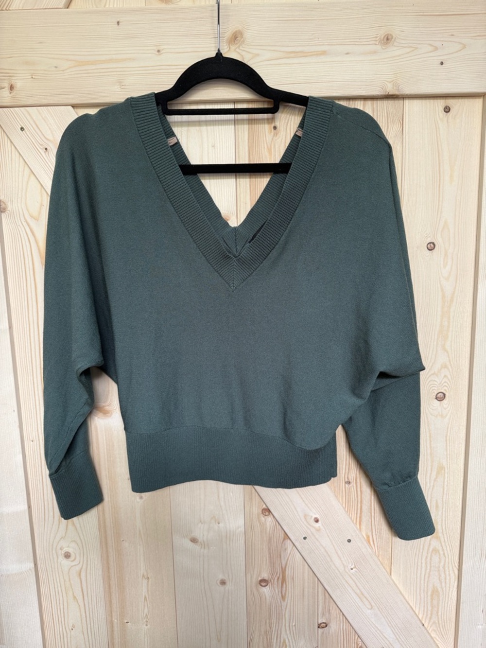 Express Olive Green V-Neck Dolman Sleeve Sweater